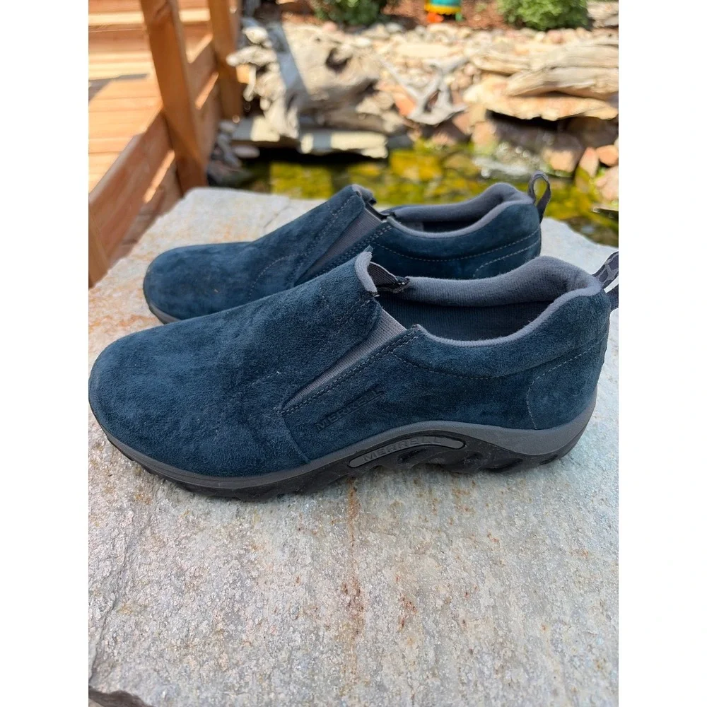 Merrell Jungle Moc Navy Blue Suede Leather Slip On Shoes J95637 Womens 6.5 M